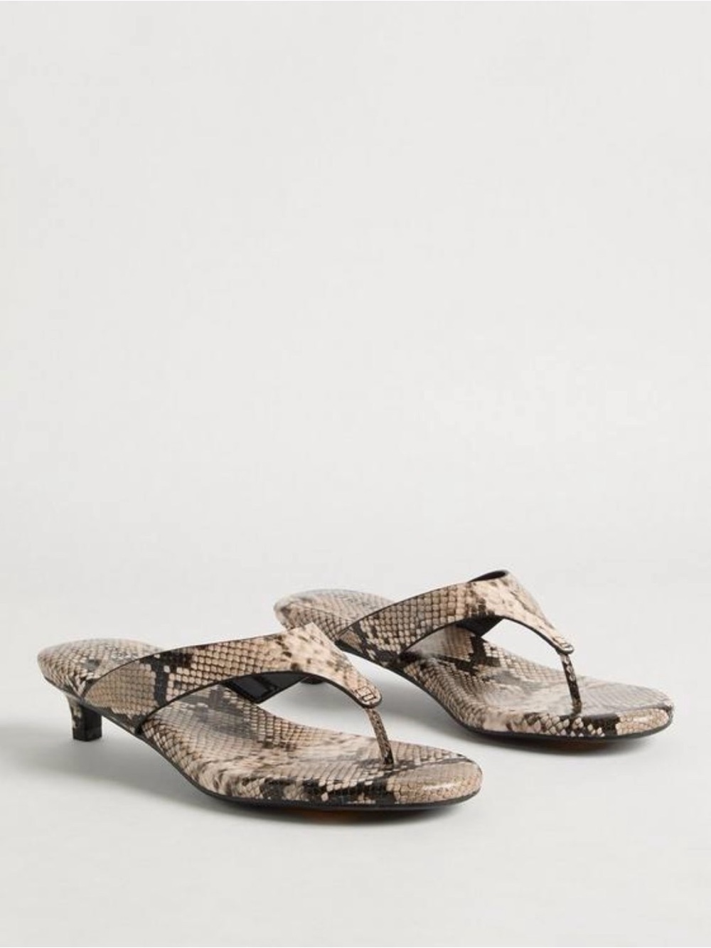 torrid Snake-Print Thong Sandals in Beige and Brown